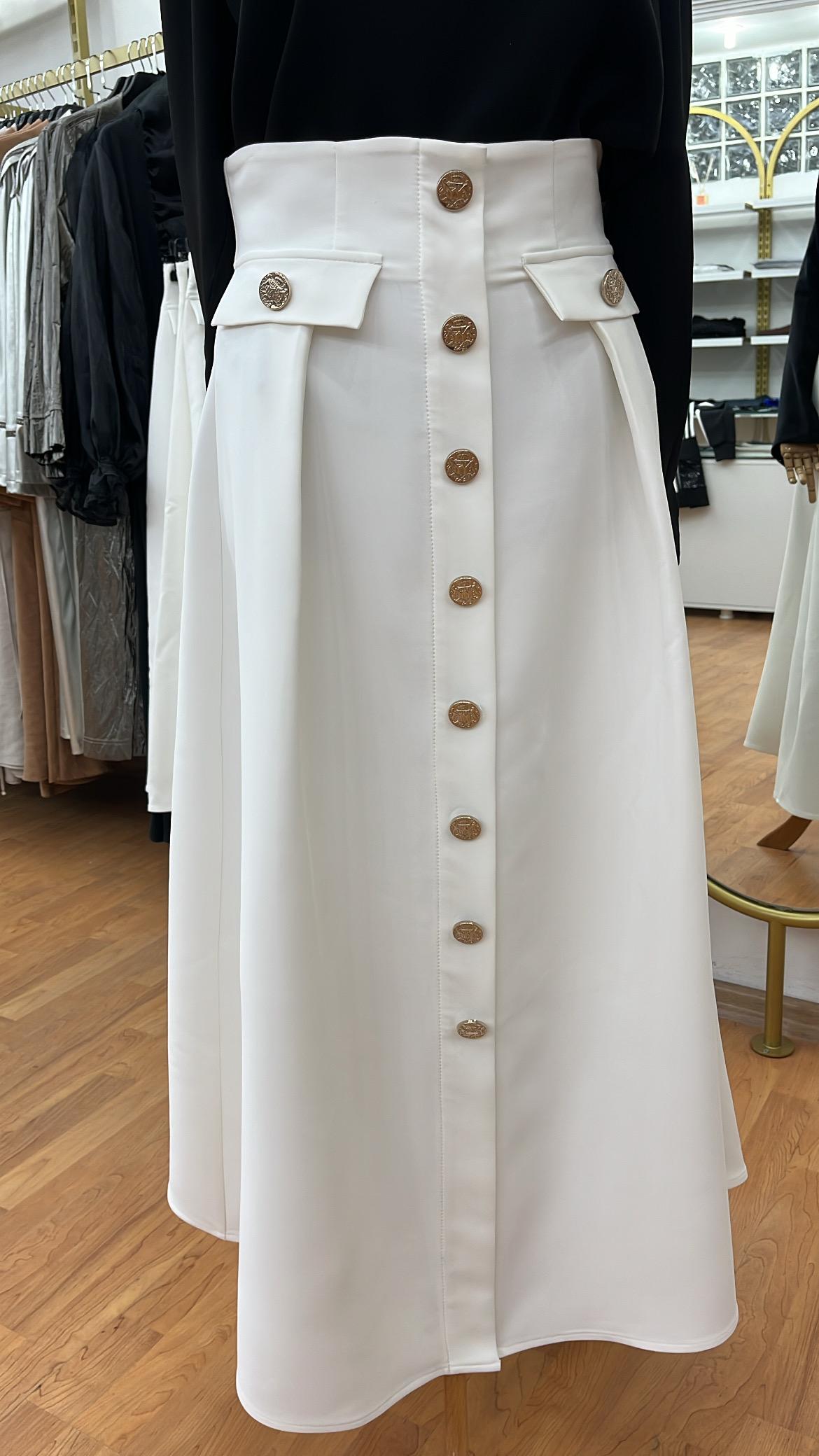 Maq Design Düğme Detaylı Etek